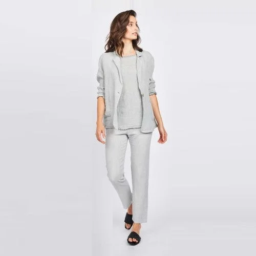 Pull-On Linen Straight Pants (Feather Grey)