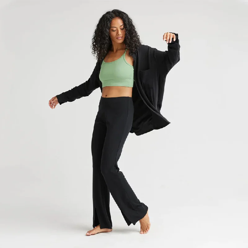 Cozy Fit Rib Flare Pant (Black)