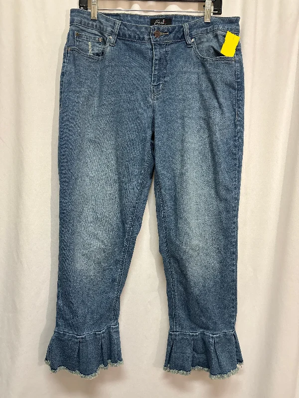 Jeans Cropped By Earl Jean In Blue Denim, Size: 14