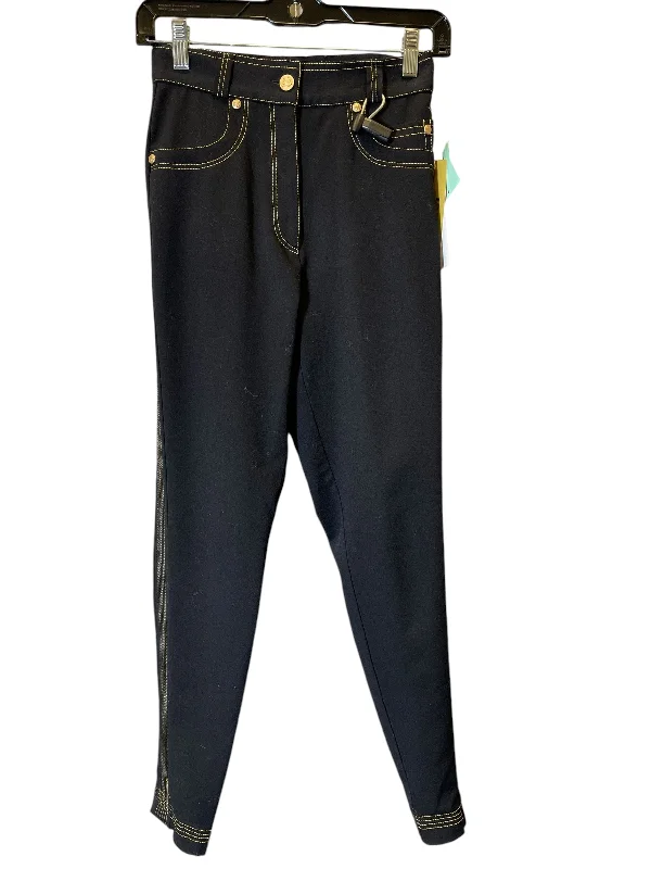 Jeans Luxury Designer By Versace In Black & Gold, Size: 0