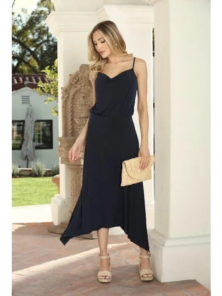 COWL BANDED SLVLS DRESS