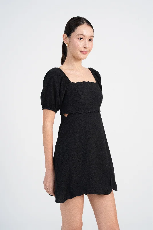 Jules Scalloped Square-Neck Mini Dress