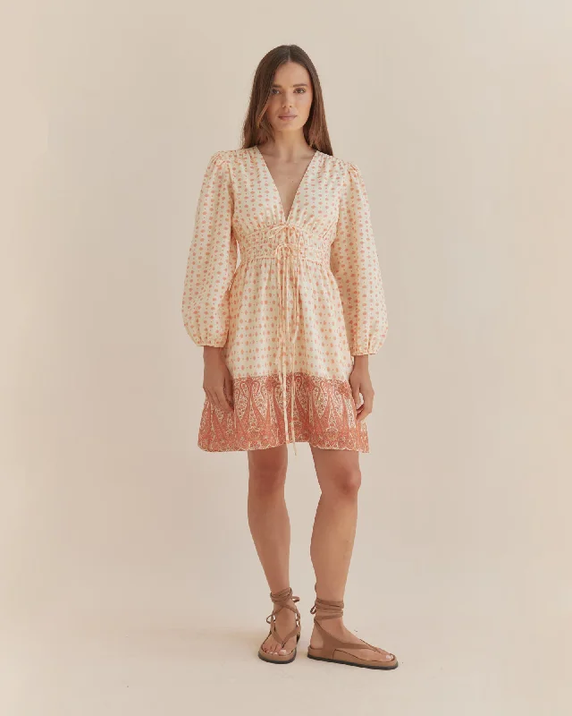 Peach Paisley Mini Dress