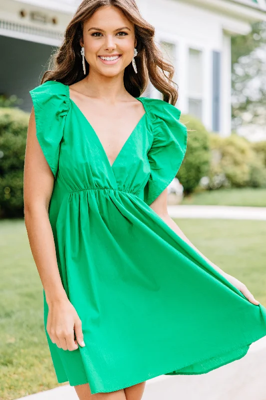 Best Days Ahead Kelly Green Ruffled Dress