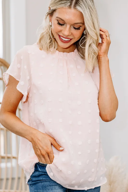 Best Of The Best Blush Pink Swiss Dot Blouse