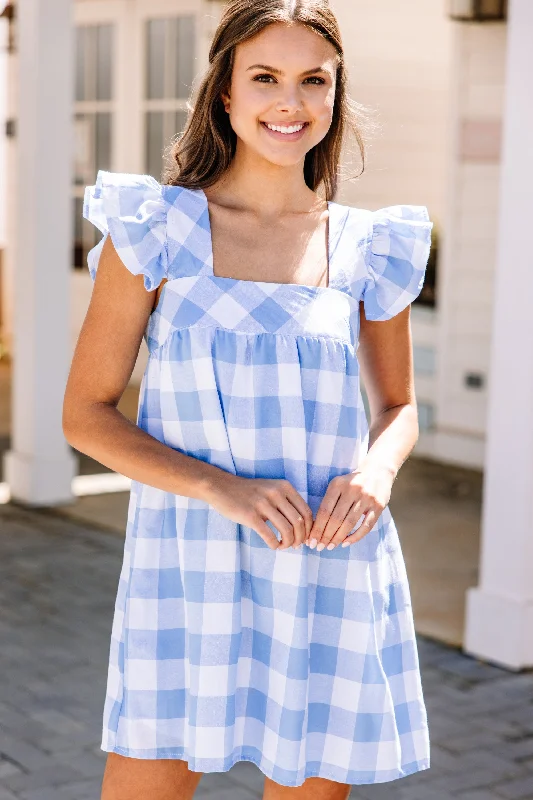 Happy To Help Blue Gingham Dress