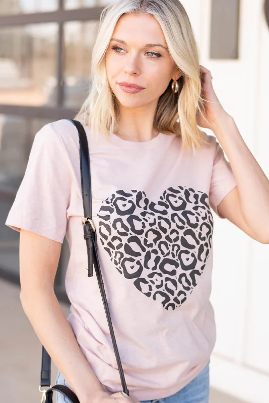 Leopard Love Heather Peach Graphic Tee