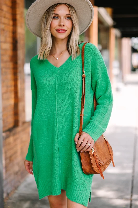 Ready For The Day Emerald Green Sweater Dress