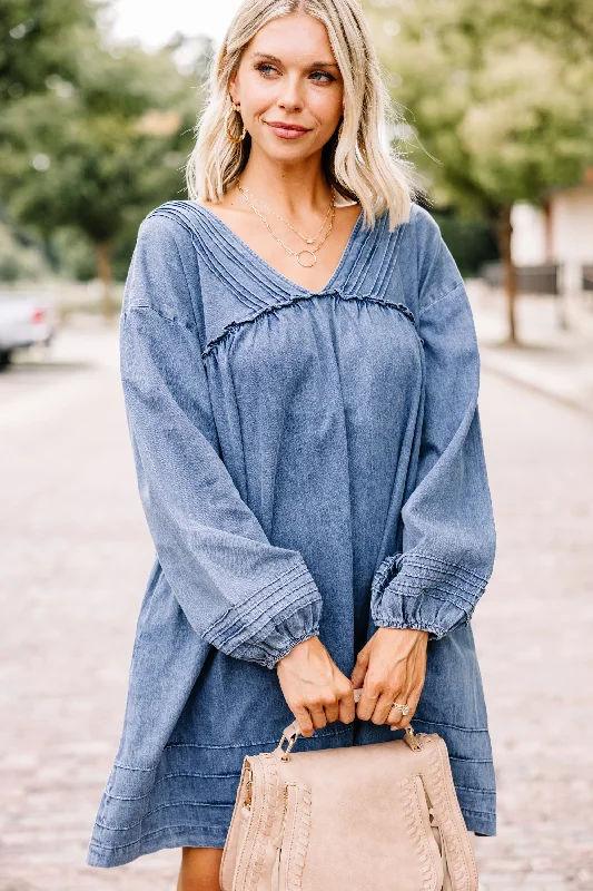 Wherever You're At Denim Blue Babydoll Dress