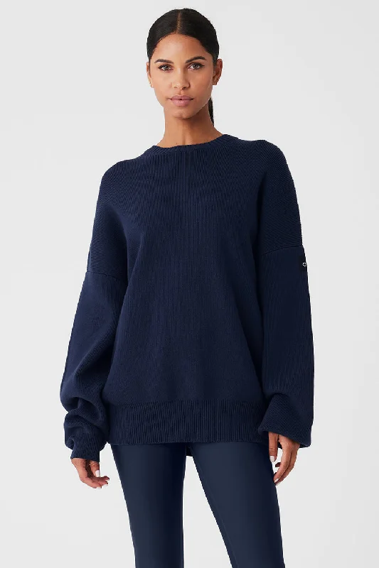 Scholar Crew Neck Sweater - Navy