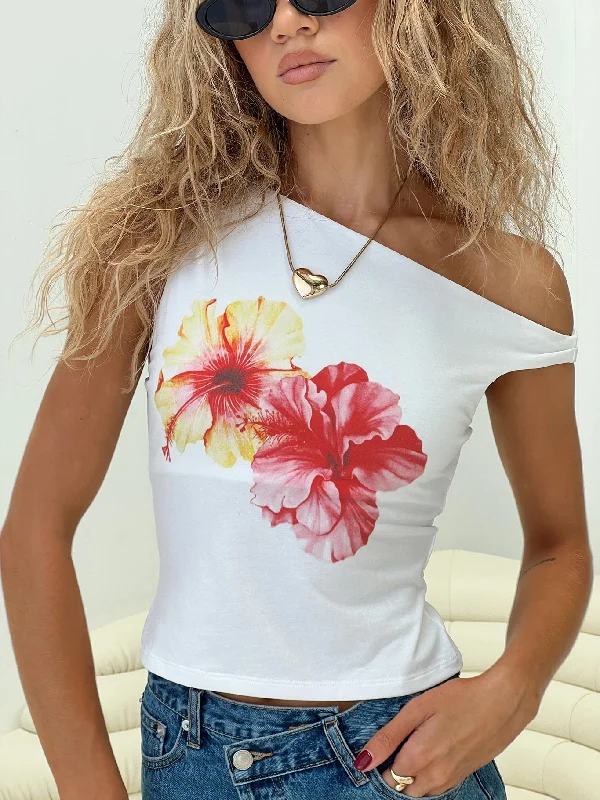 Edwardi Hibiscus Top White