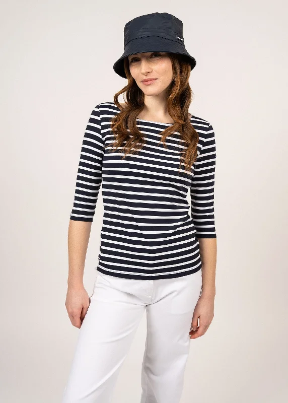 Garde Côte anti-UV striped sailor shirt - 3/4 length sleeves, in recycled jersey (NAVY/NEIGE)