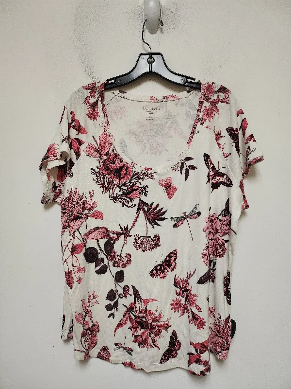 Top Short Sleeve Basic By Talbots In Floral Print, Size: 2x