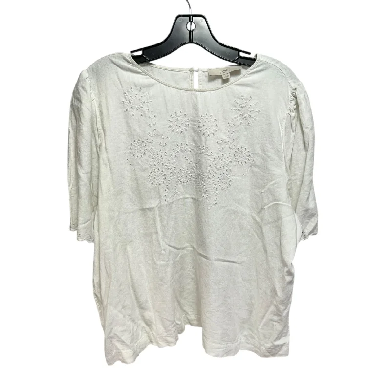 Top Short Sleeve By Loft In White, Size: Xl