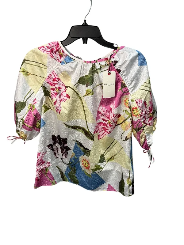 Top Short Sleeve Designer By Ted Baker In Floral Print, Size: S