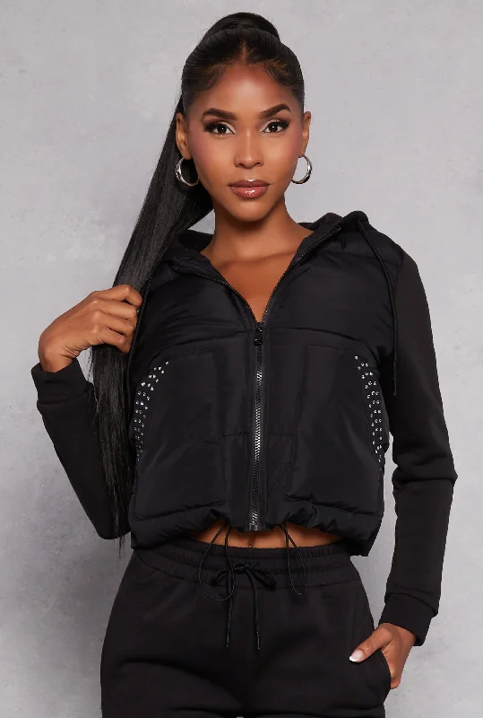 Almost Famous Rhinestone Trim Pocket Jacket