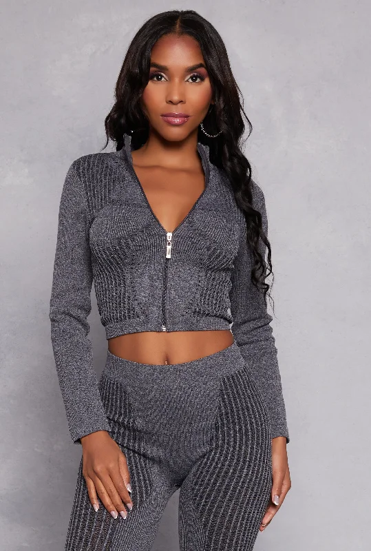 Seamless Laser Cut Detail Cropped Track Jacket