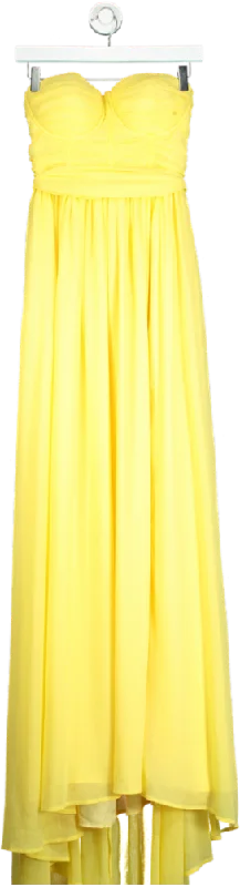 Coast Yellow Corset Drape Chiffon Bridesmaids Maxi Dress UK 10