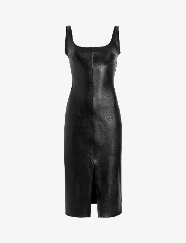 Faux Leather Midi Tank Dress