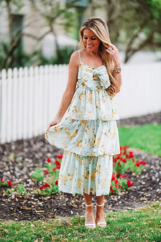 Feelings For You Midi Dress - Blue and Yellow