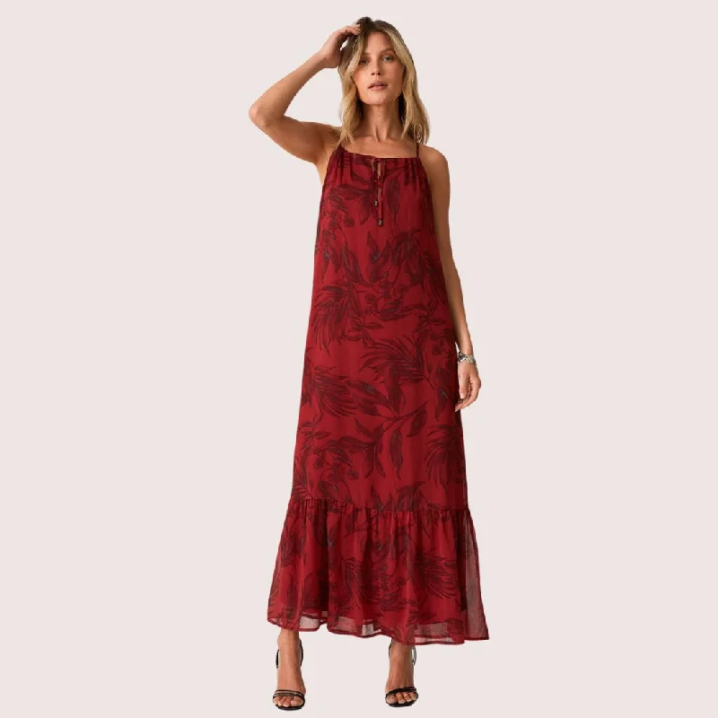 Kiriana Halter Maxi Dress (Wine + Charcoal)