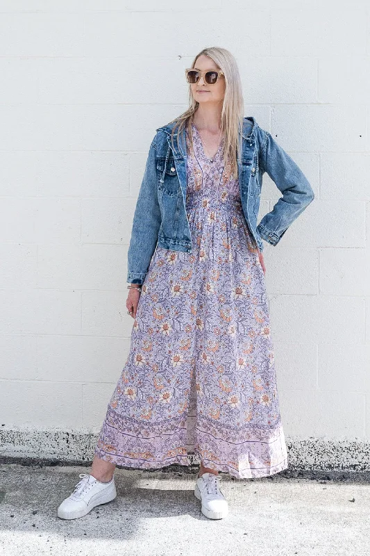 Lavender Floral - Boho Malia Maxi Dress