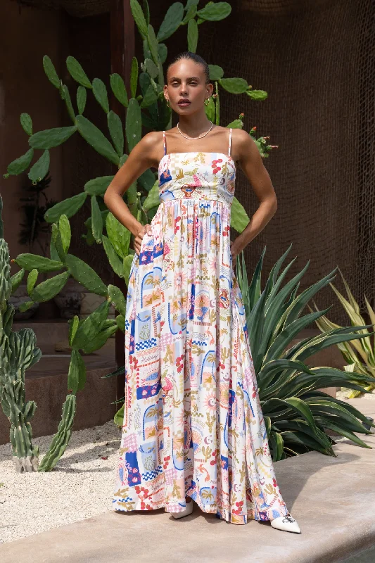 Mermaid Multicolour Abstract Maxi Dress