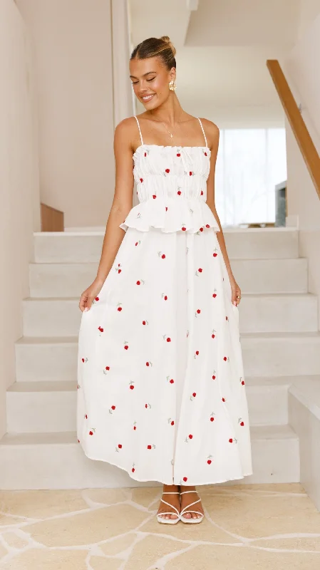 Misty Maxi Dress - White / Red Floral