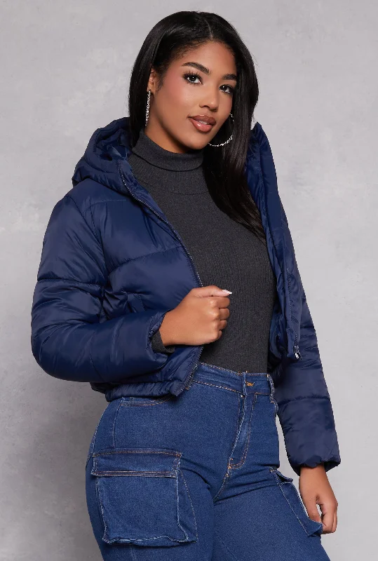 Zip Front Hooded Puffer Jacket