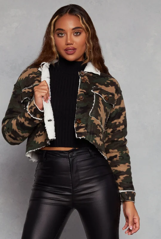 Camo Sherpa Lined Shacket