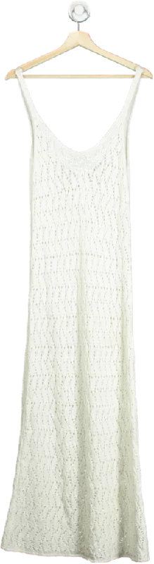 Oysho White Crochet Maxi Dress UK S