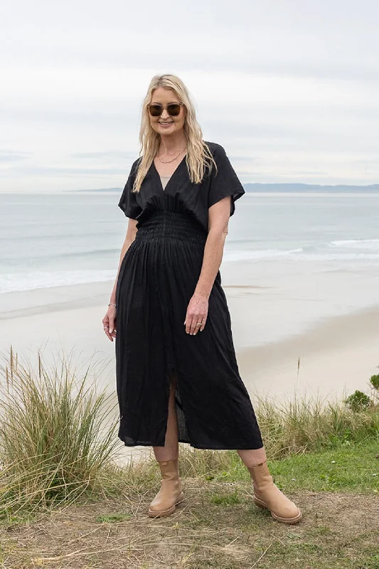 Plain Black - Boho Malia Maxi Dress