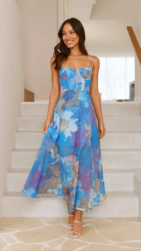 Rahima Maxi Dress - Blue Floral