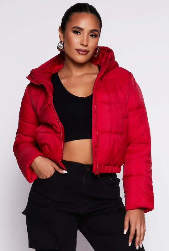 Zip Front Hooded Puffer Jacket