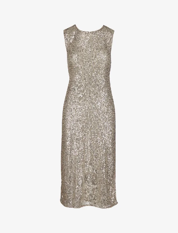 Sequin Mesh Midi Dress