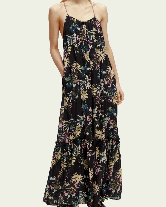 Tiered Strap Maxi Dress (Aster Black)