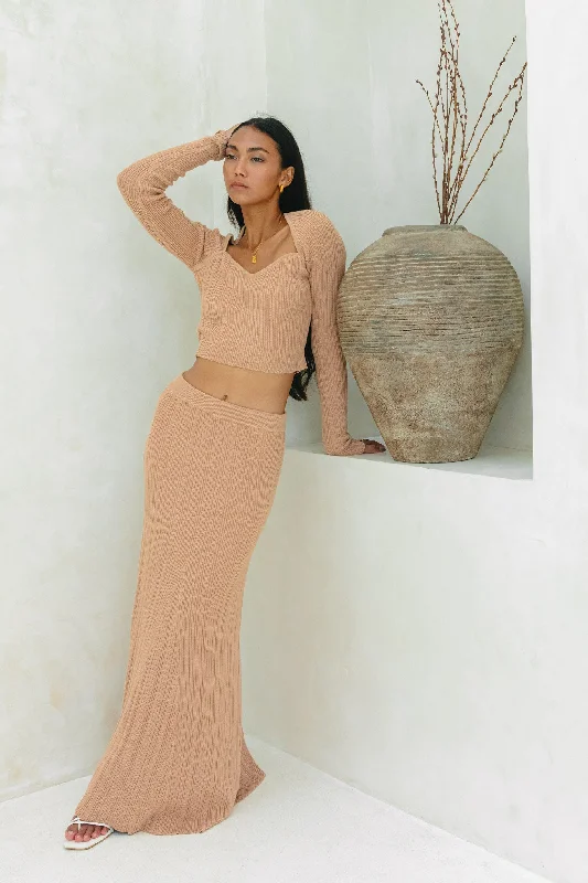 Valerie Mocha Knit Maxi Skirt