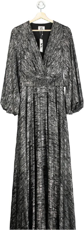 Virgos Lounge Black Metallic Maxi Dress UK 8