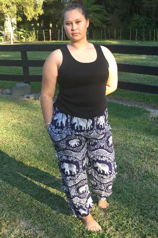 Shaman Elephant Drawstring Pants - Plus Size