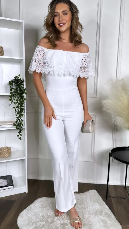 Anneke White Off Shoulder Jumpsuit