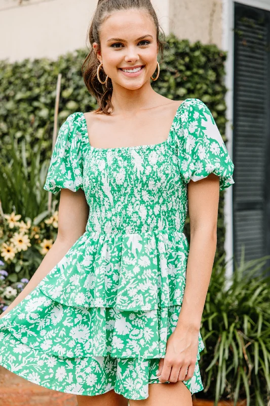 Feeling So Right Green Floral Romper