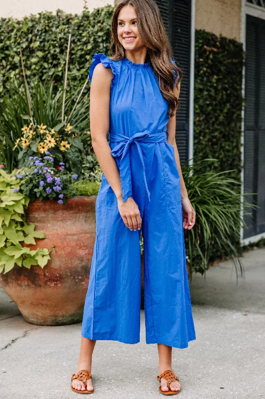 Go With Confidence Cobalt Blue Ruffled Jumpsuit