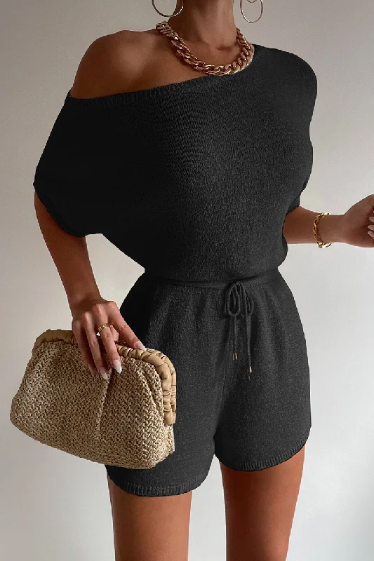 MIAMI KNIT PLAYSUIT - BLACK