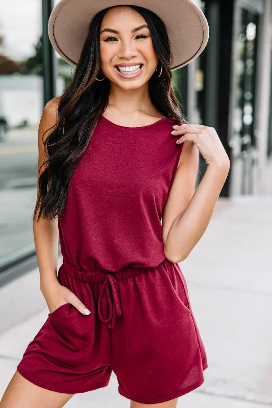 No Comparison Burgundy Red Romper