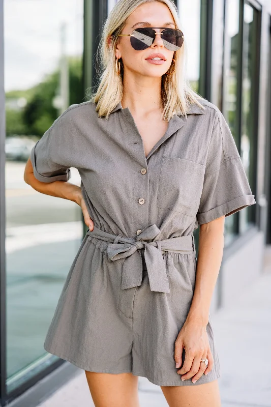 On The Move Olive Green Cotton Romper