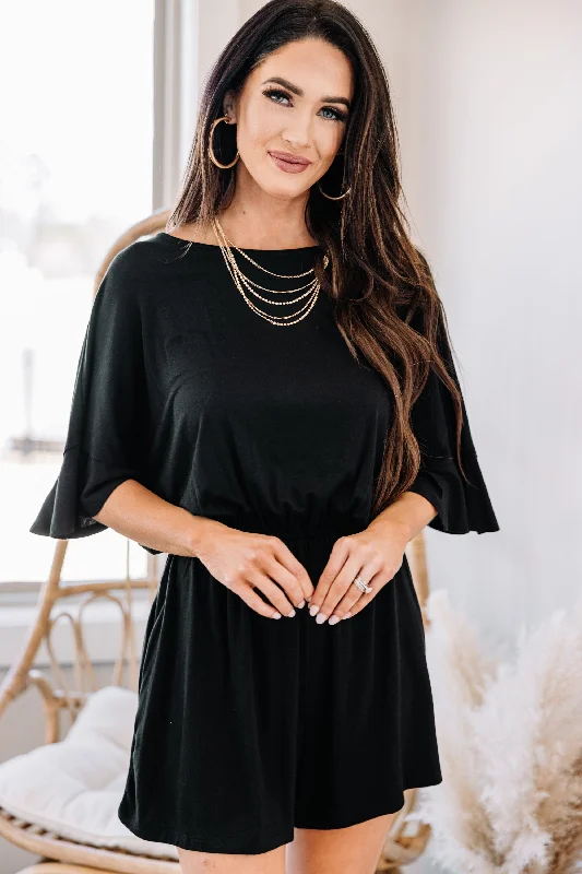 On The Spot Black Dolman Romper