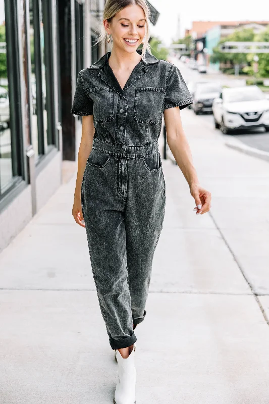 Show Me Around Black Denim Jumpsuit