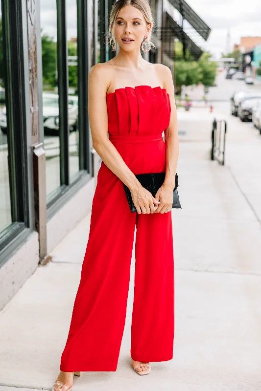 The Latest Edition Red Pleated Jumpsuit